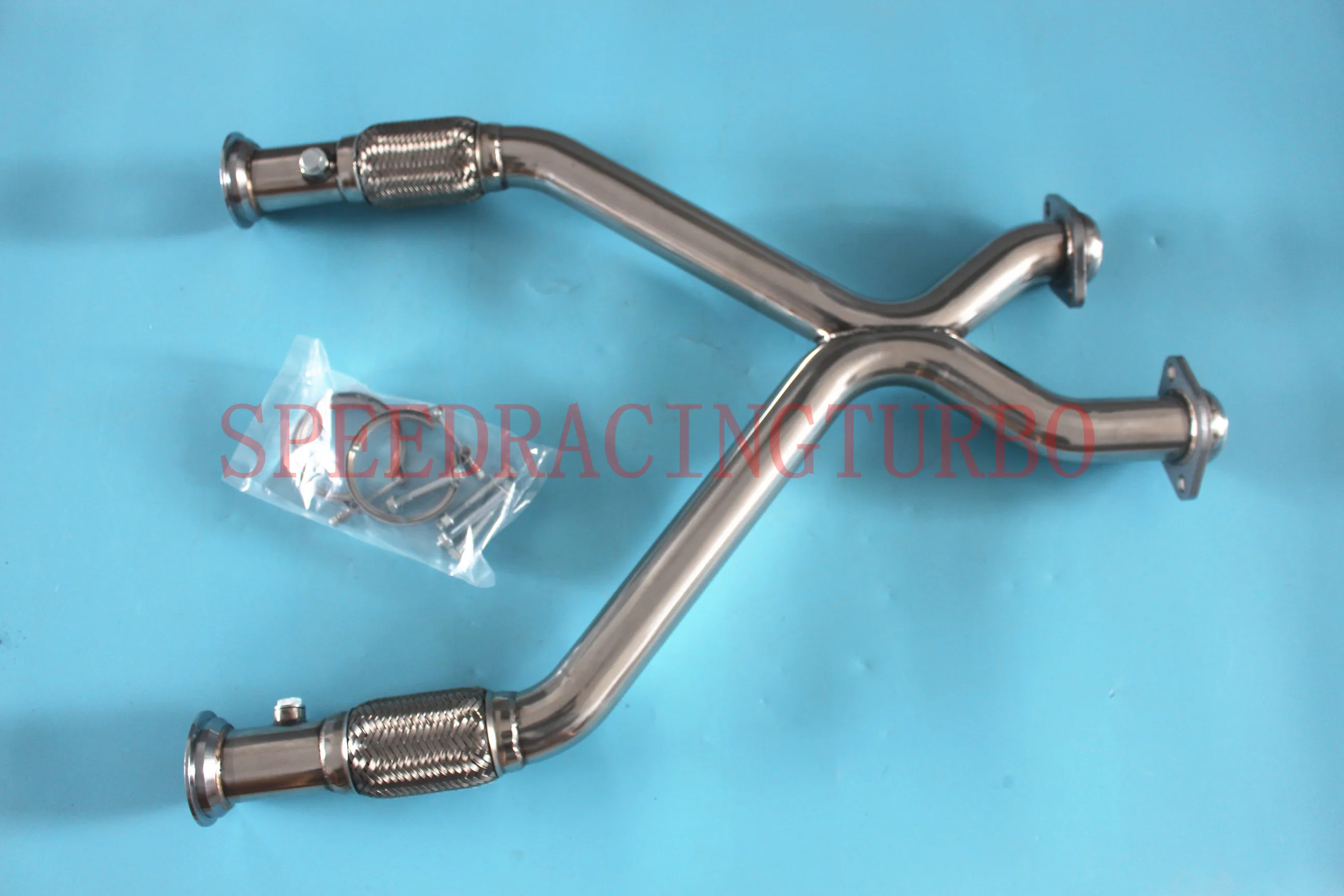 2.25" STAINLESS STEEL DUAL EXHAUST CROSS X PIPE FOR FORD 96 04 MUSTANG