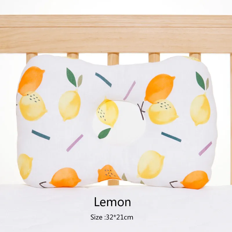 lemon32x21cm Муслинтри детская подушка защита малыша Муслин Хлопок плоская подушка для головы постельные принадлежности набор - Цвет: lemon32x21cm