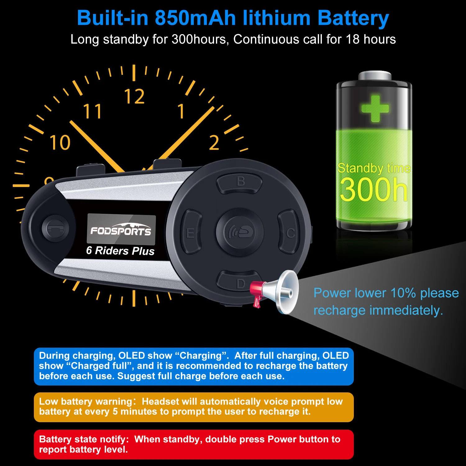 Fodsports V6 Plus мотоциклетный шлем Интерком Мото Bluetooth гарнитура 6 всадников 1200 м BT