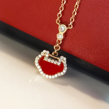 

S925 Sterling Silver Natural Red Agate Mini Necklace