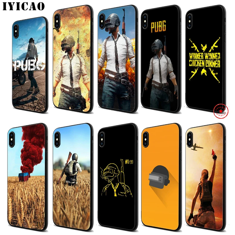 IYICAO PUBG Game Art Soft Black Silicone Case for iPhone 11 Pro Xr Xs Max X or 10 8 7 6 6S Plus 5 5S SE |