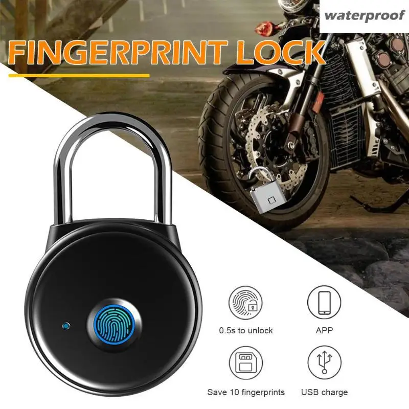 

Smart Home APP Control Fingerprint Lock Bluetooth Electronic Padlock Waterproof USB Rechargeable Keyless Home Door Smart Lock