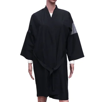 

Waterproof Barber Suit Salon Client Gown Robes Cape Hair Salon Hair Cutting Smock for Barber Shop (Black)