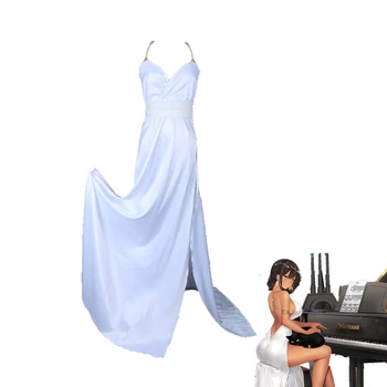 

Game Azur Lane South Dakota Cosplay High Fork White Formal Dress Cosplay Costume Party Dress Halloween Costumes for Women