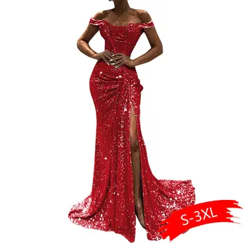 

Elegant Long Maxi Dress Plus Size Women Sexy Pleated Sequin Dress Vintage Ladies Evening Party Dress Christmas Dress Vestidos