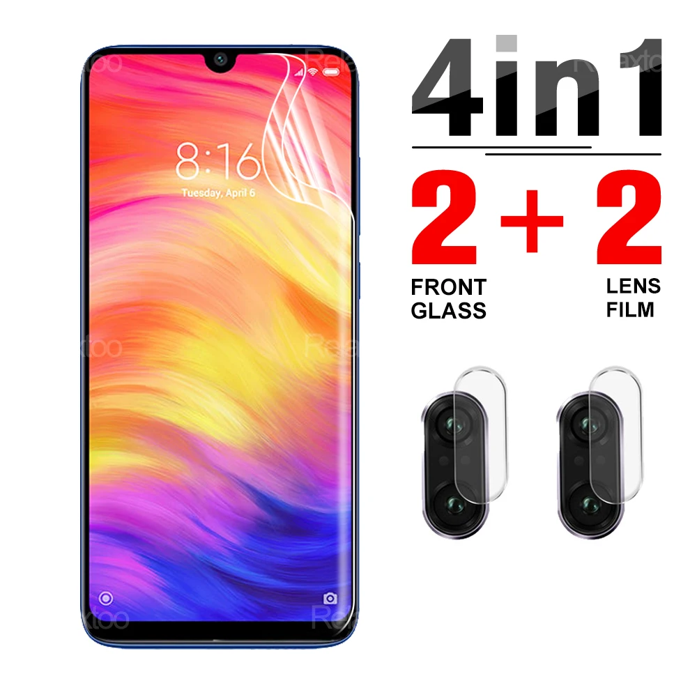 Защитная пленка 4 в 1 Гидрогелевая прозрачная HD для камеры Xiaomi Redmi Note 7 Pro 6 7A 6Pro |