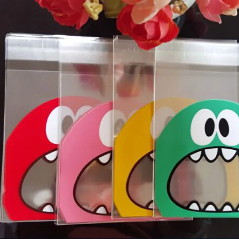 100PCS Gift Bag Cute Little Monster Bags Packing Candy Present For Sweets Ziplock Wedding Favors Packaging 2