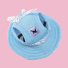  Pets Dog Hat Round Brim Dogs Cap With Ear Holes For Puppy Pet Grooming Dress Up Hat Outdoor Porous Sun Cap Bonnet Visor 