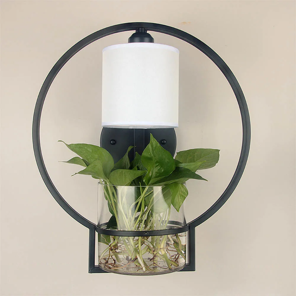 

Nordic Hydroponics Succulent Plants Flower Pot with Wall Lamp for Living Room Beside Light Corridor Sconce Wall Light Wall Art