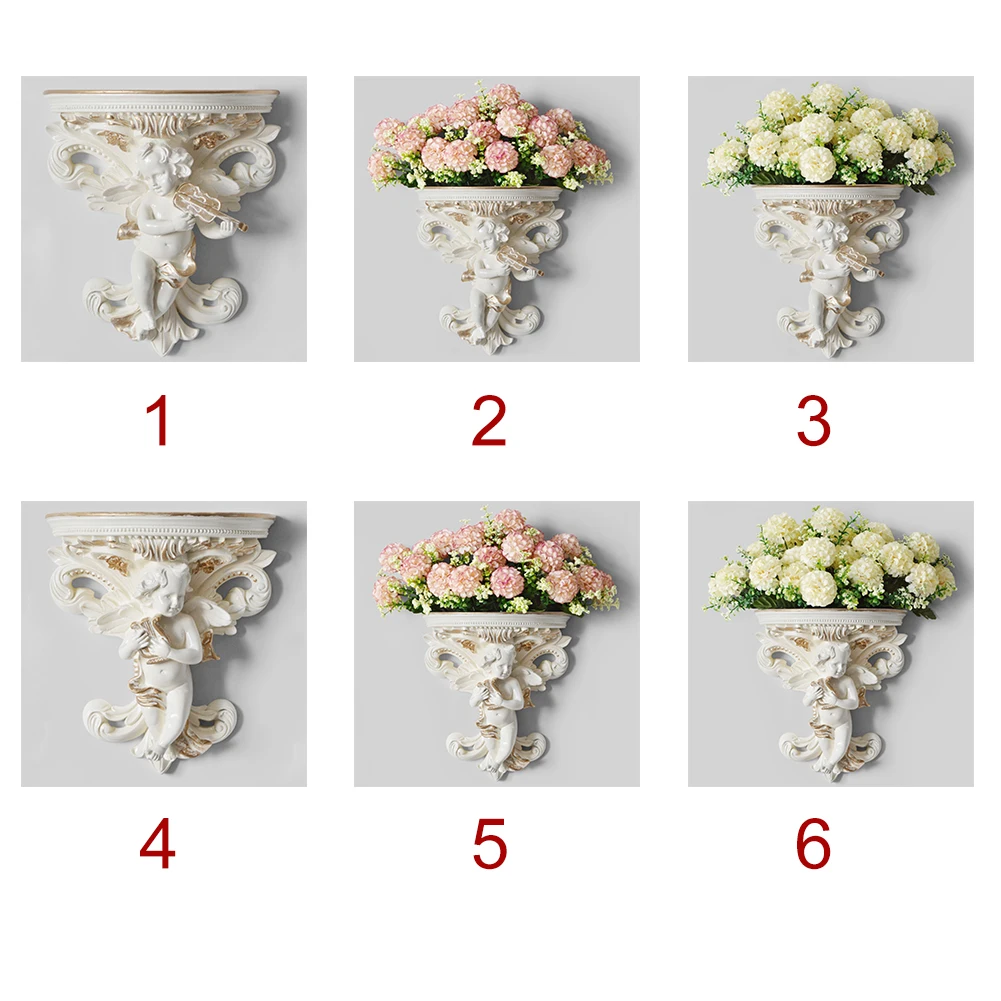 Stereoscopic Angel Shape Plaster Crafts Cupid Rococo Art Garden Shelf Corbel Home Decoration Wall Hanging Living Room Flower Pot