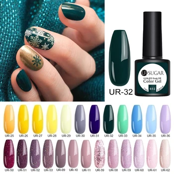 

UR SUGAR 7.5ml Glitter Gel Nail Polish Yellow Green Hybrid Varnish Nail Art Semi Permanent Soak Off UV Gel Nail Polish Lacquers