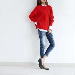 Осень и зима новый стиль женский толстый шерстяной свитер с разрезом спереди Faye Wong Стиль Знаменитостей теплый свободный крой похудение