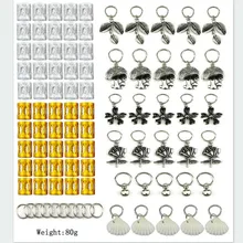 90 шт./компл. серебряными листьями грибы кольцо ракушки, подвязанные лентой, с объемной волной, дредлоки, для увеличения объема, бусины зажимы манжеты кольца, дредлоки, для увеличения объема, ювелирные изделия, аксессуары