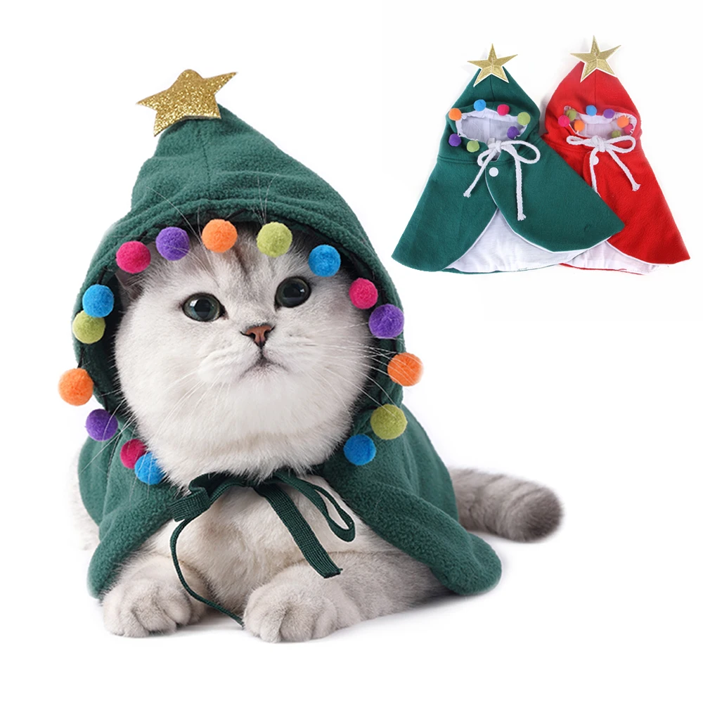 

Cute Dog Cat Costume Christmas Cloak Halloween Disguise Cat Hooded Clothes Suitable For Small Dogs Pet Photos Props Accessories