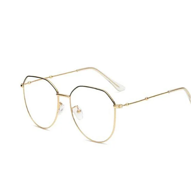 Retro Metal Glasses Irregular Frame, Unisex Optical Mirror Alloy Myopia Eyeglasses-1.0-1.5-2.0-2.5-3.0-3.5-4.0 - Цвет линз: gold black