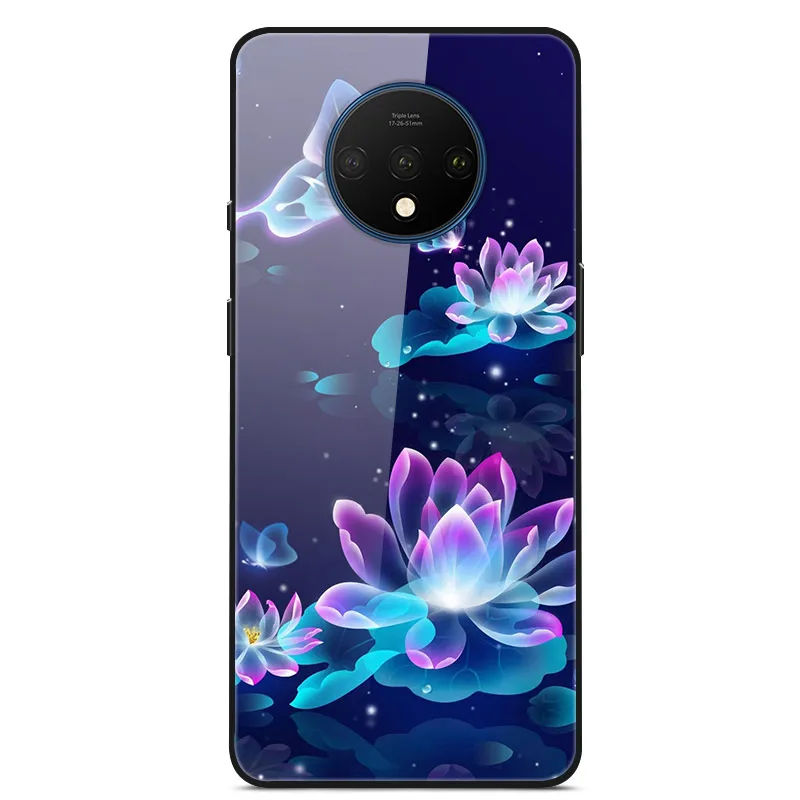 Закаленное стекло Чехол для Oneplus 7T Case Жесткий ПК Красочная задняя крышка Для Oneplus 7T Крышка 1+ 7T Телефонный бампер на один плюс 7T Fundas - Цвет: 3