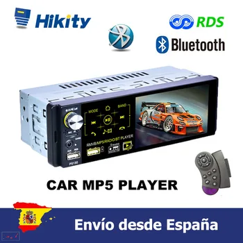 Hikity-radio HD para coche, 4,1 pulgadas, Pantalla capacitiva, Control remoto con Bluetooth, MP5, FM, AM, RDS