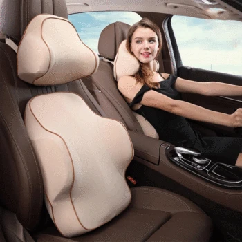 

Car Headrest Lumbar Support Set Memory Foam Neck Pillow Lumbar Cushion Car U-shaped Cervical Back Cushion