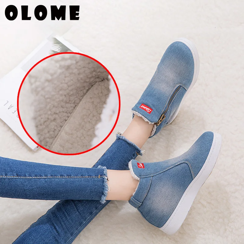 Winter Boots Women New Winter Snow Boots Thickening Shoes Denim Platform Boots Of Cotton Shoes Large Size Student Flat Shoes2019