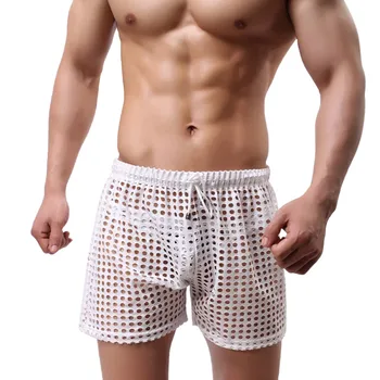 

Men's Mesh Sexy Underwear Shorts panties Trunks Men's Flat Corner Fishing Net Sexy gay Underwear Homewear cueca masculina 2020