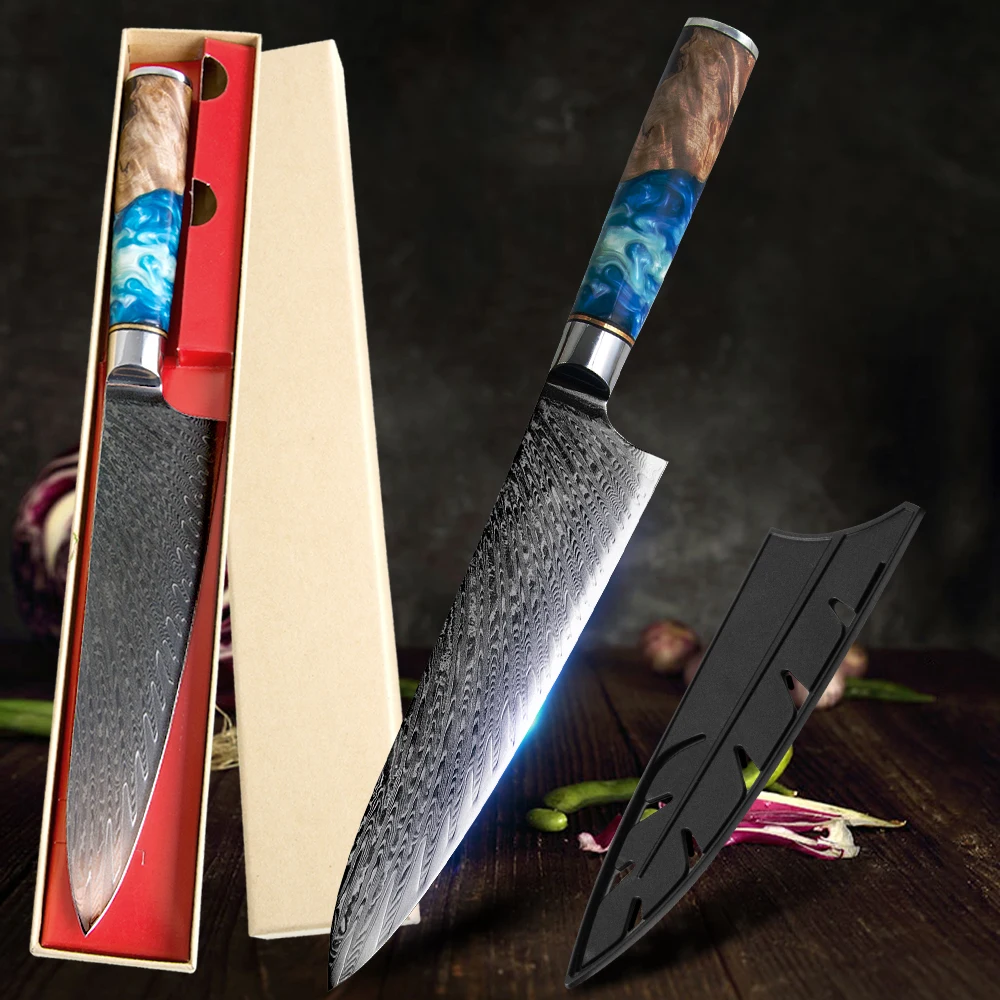 Chef Knife VG10 Damascus Steel Japanese Kitchen Knife Cover Sheath Case Gift Box Chef Knife