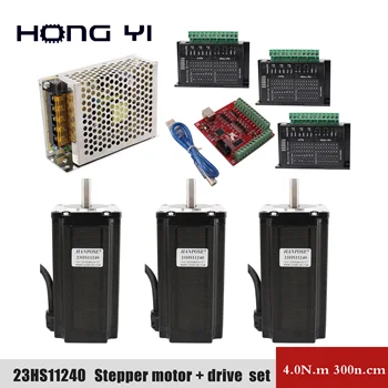 

3-axis kit 23HS11240 stepper motor driver TB6600 + USB Mach 3 controller card cable 112mm