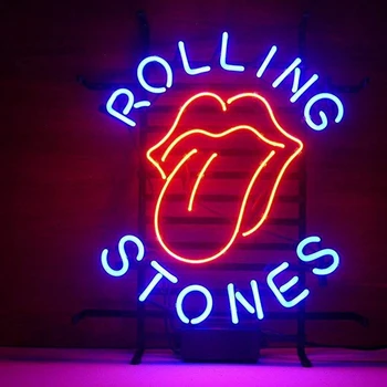 

Custom for Rolling Stones Neon Sign Light Real Glass Neon Tube HandMade Beer Bar Shop Logo Pub Store Club Garage Nightclub
