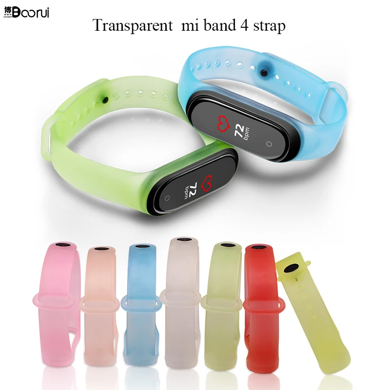 Ремешок силиконовый BOORUI для Mi band 3 4 прозрачный сменный Браслет xiaomi mi NFC