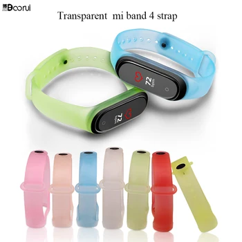 

BOORUI Transparent Mi band 4 strap silicone watchband Replacement mi band 3 strap for xiaomi Mi Band 4 NFC Accessories