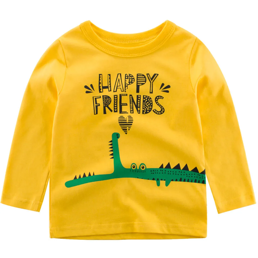 Новая футболка для маленьких мальчиков хлопковая детская одежда с длинными рукавами и принтом динозавра Детская осенняя блузка футболки для маленьких мальчиков топы, футболки