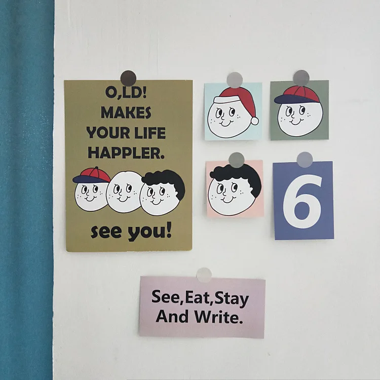 

Ins Cartoon Cute Big Face Home Decorative Card Creative Individuality Contrast Color Diy Photographic Props Student Stationery