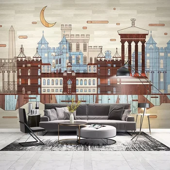 

Custom Photo Wallpaper 3D City Building Murals Living Room Study Room Background Wall Painting Modern Retro Wall Paper For Walls