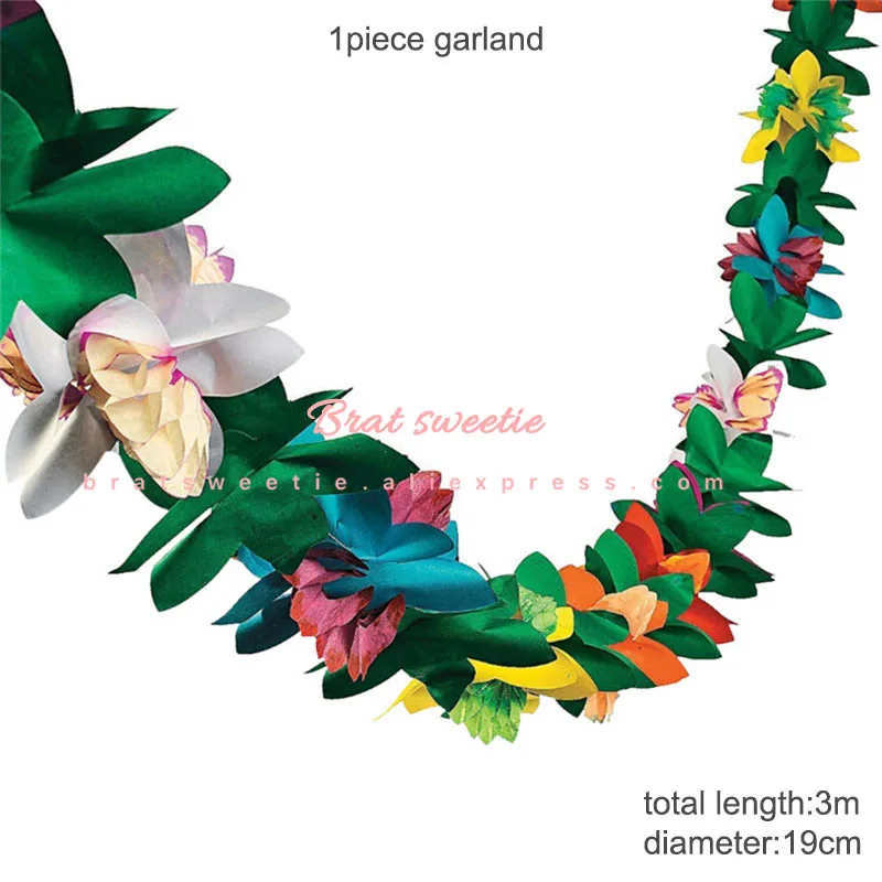 Гавайские вечерние ожерелья с гавайским ожерельем, платье, юбка для стола, гирлянда с фламинго для девочек, аксессуары для дня рождения - Цвет: 3m FLM garland