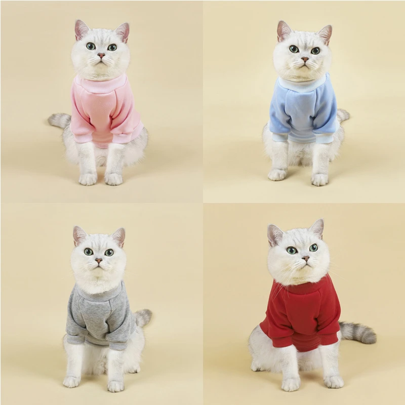 Solid Color Pet Cat Clothes Warm Coat Sweater Comfortable Breathable