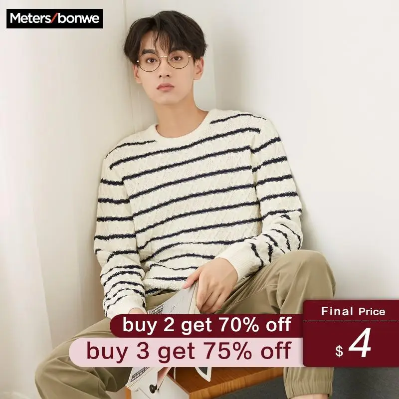 

Metersbonwe Brand Winding Striped Sweater Winter 2019 Autumn Fashion Long Sleeve Knitted Men Cotton Sweater High Quality Clothes
