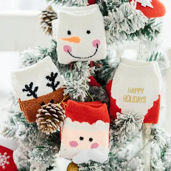 

Sleeping Bed Floor colored Socks 4Pair Christmas Lovers' Socks Unisex Coral Velvet Soft Breathable Warm Socks Christmas Gift box