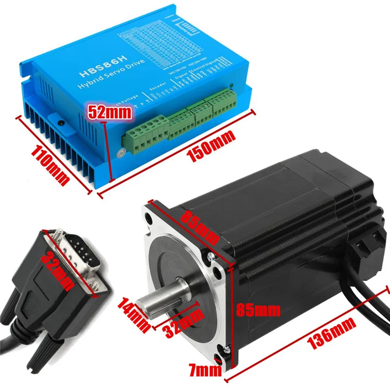 

1 Set 6A HSS86 Hybrid Step-servo Driver CNC Controller Kit Closed Loop 8.5N.m Servo motor Stepper Motor New Arrival