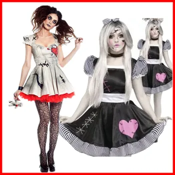 

Free Shipping Wedding Ghost Bride Cosplay Voodoo Doll Costumes Halloween Costumes for Women Adult Anime Cosplay Girls Vampire