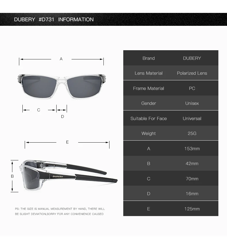 DUBERY Polarisiert Sonnenbrille Herren Square Sport Angeln brille Anti-UV400 