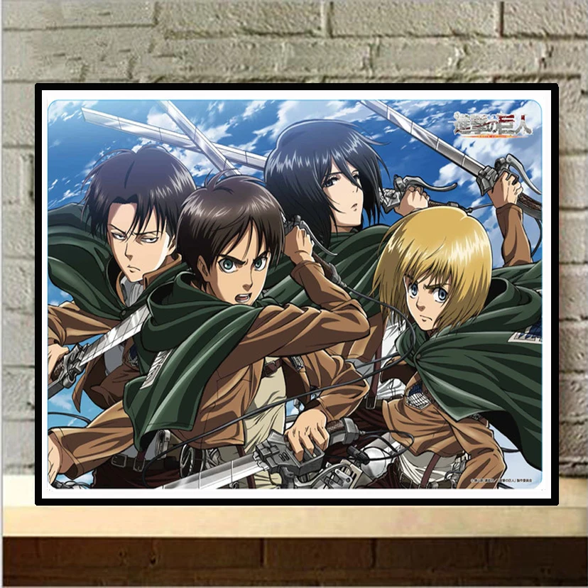 New 5D DIY Diamond Embroidery Attack on Titan Posters Diamond PaintingJapanese Anime Room Bar Family Art Painting Wall Sticker