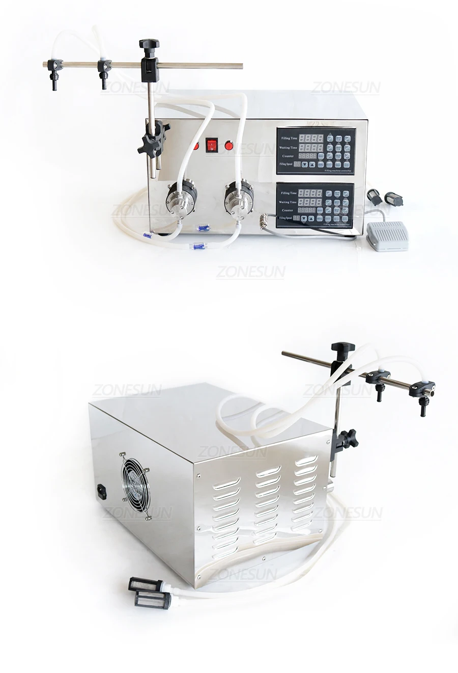 ZONESUN ZS-YG2 Máquina de llenado de líquidos con bomba magnética de 2 boquillas 