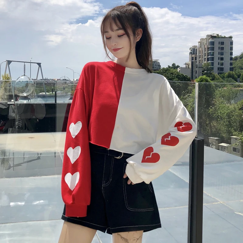 Женская одежда осень зима новый корейский стиль модные толстовки любовь с