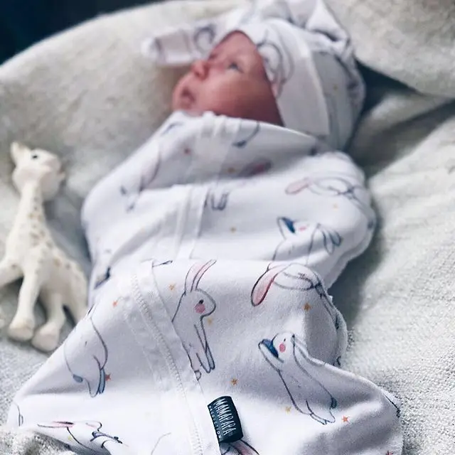 Новое модное хлопковое милое Пеленальное Одеяло с принтом для новорожденных спальный мешок на молнии для маленьких мальчиков и девочек, комплект из 2 предметов, Размер 0-6 месяцев - Цвет: J