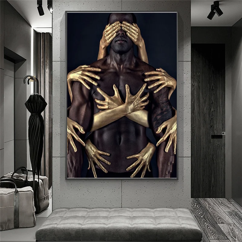 Картины на холсте с обнаженными черными и золотыми ободками настенные картины в