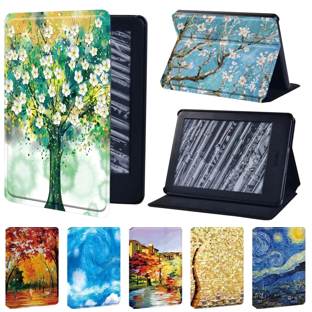 

Painting Tablet Stand Cover Case for Amazon Kindle 8th/10th Flip Cover Protective Shell for Paperwhite 1/2/3/4
