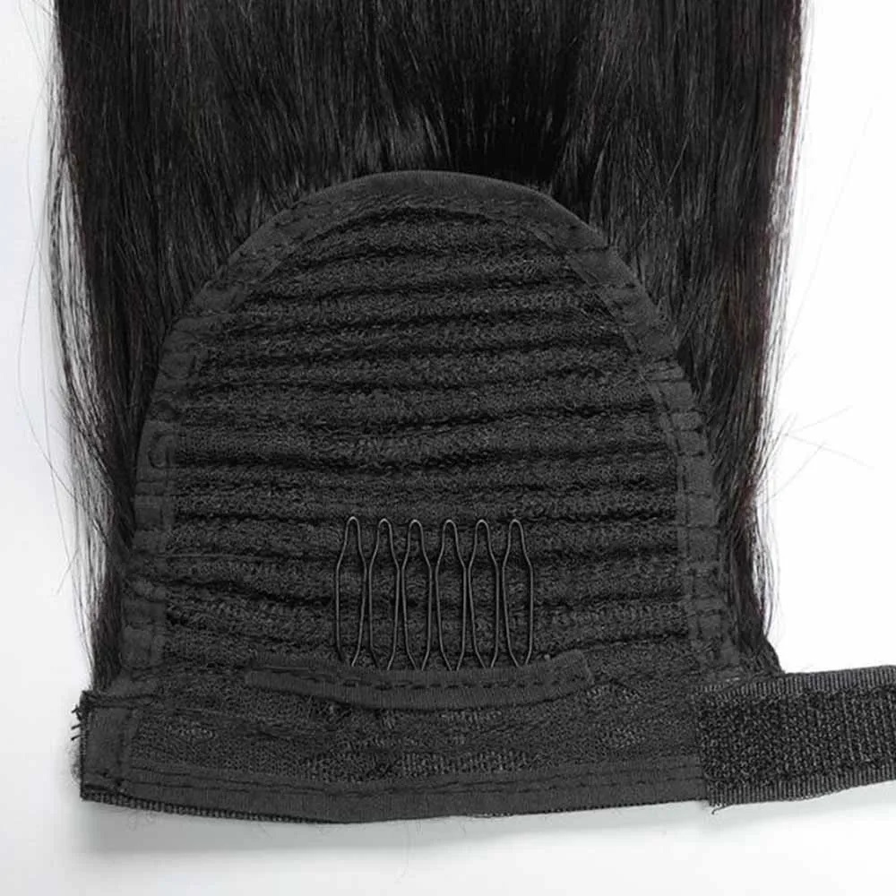 Wrap Around Ponytail Human Hair Long Straight Remy Hair Extensions Ponytail Human Hair Extensions Clip Ins Natural Color