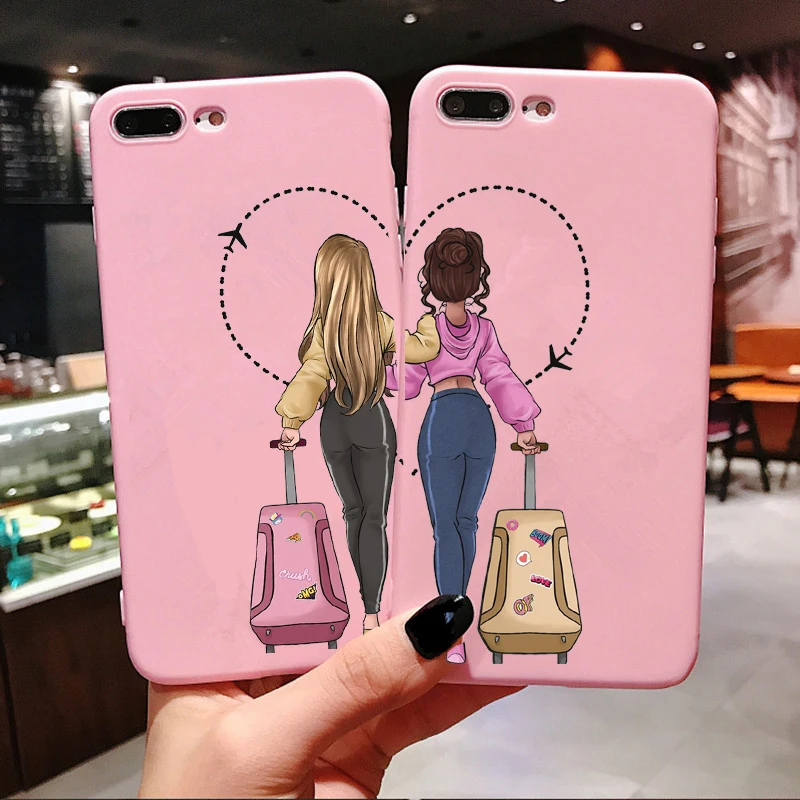 Мягкий силиконовый чехол для телефона девочек Bff Best Friends Forever Pink iPhone 11 Pro Max SE 2020 6 6s 7
