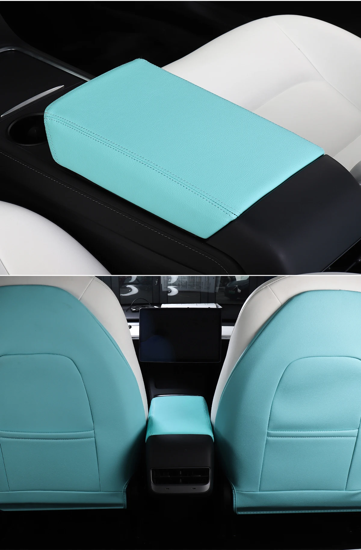 For Tesla Model 3 Model Y 2017-2022 Car Central Control Armrest Box Leather Protective Cover