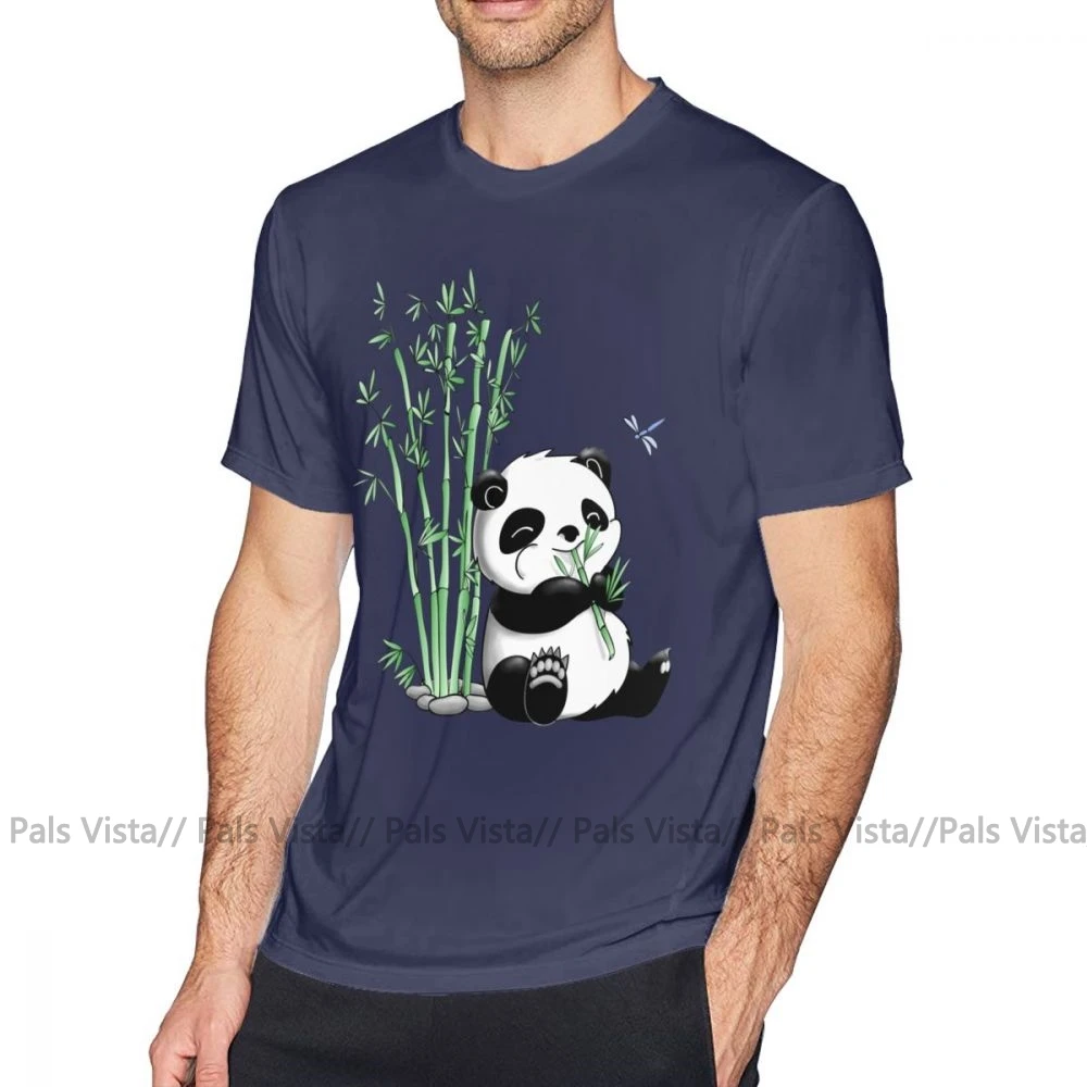 Бамбуковая футболка, панда, есть бамбук, футболка, графическая, плюс размер, футболка, 100 хлопок, короткий рукав, базовая Мужская забавная футболка - Цвет: Тёмно-синий