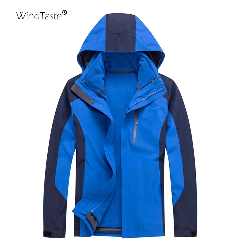 

WindTaste Mens 2 PCS Winter Fleece Hiking Jacket Thermal Outdoor Sport Windbreakers Skiing Camping Climbing Warm Male Coat KA134